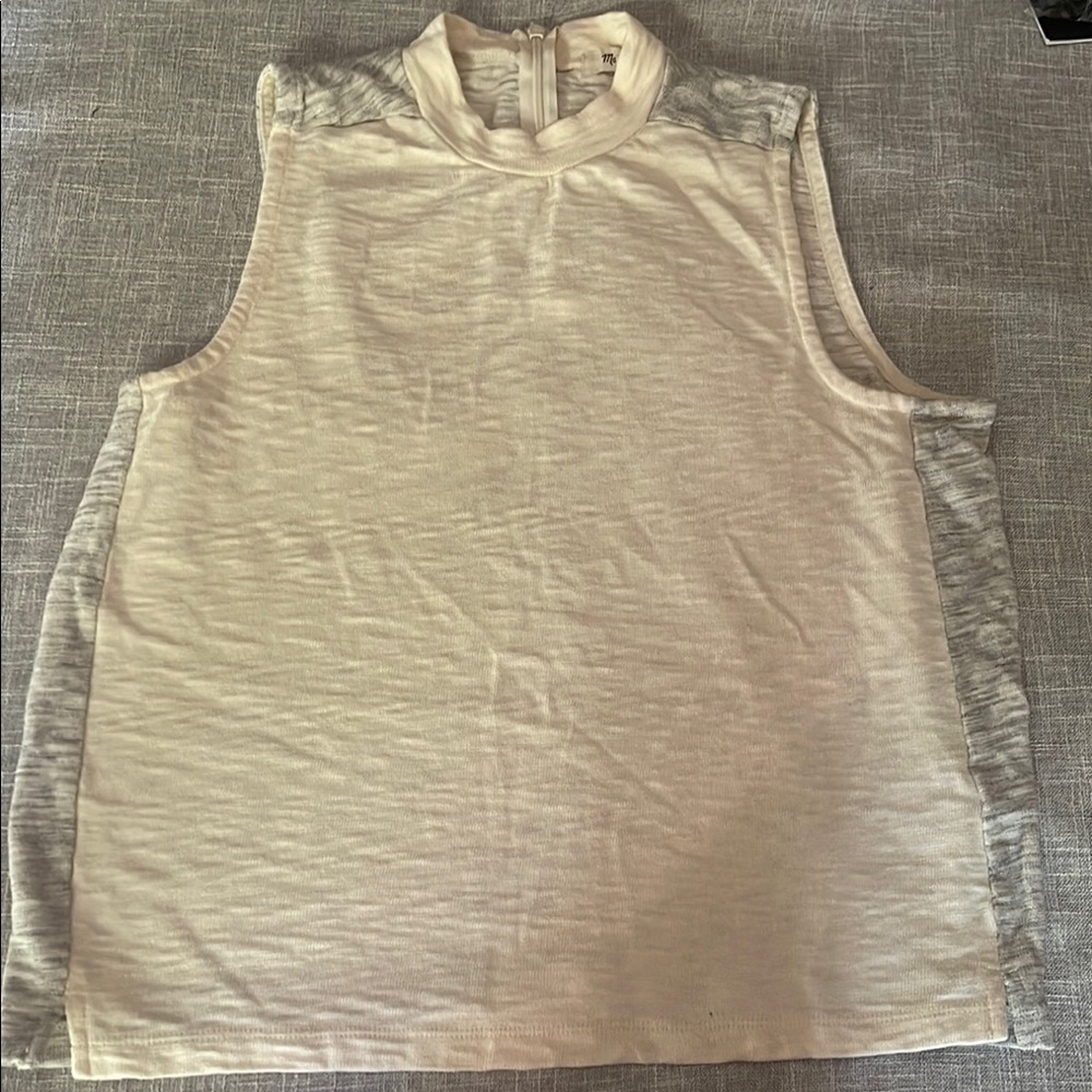 Madewell Sleeveless Cream and Gray Women's Top - M